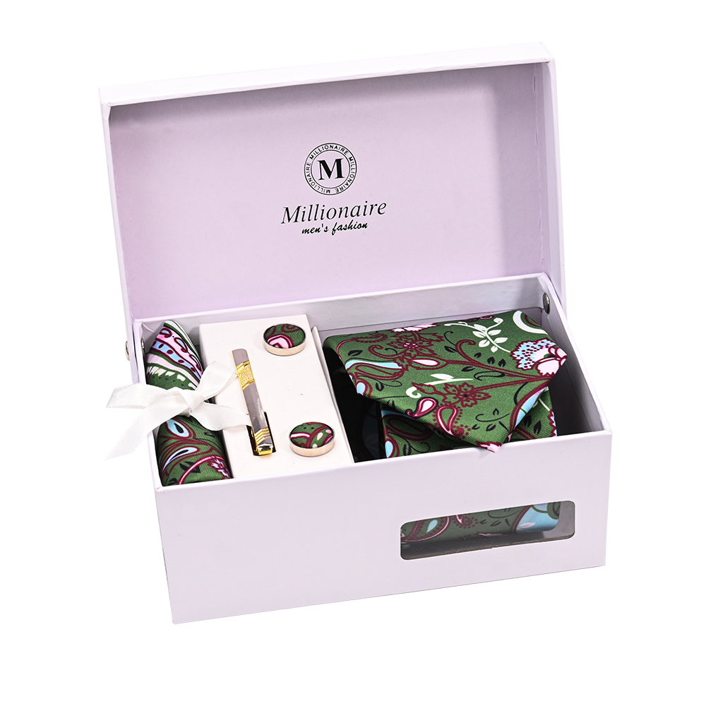 YiLi Завод пользовательские 4 шт Упаковка цифровая печать карманные квадраты Запонки Зажим для галстука набор