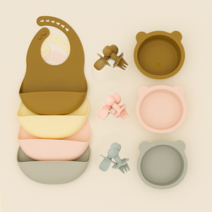 Vajilla de Uso Diario Libre de BPA, Diseño Portátil con Dibujos Animados de Ositos, Material de Silicona de Grado Alimenticio, Plato para Bebé con Ventosa - Product Image 2