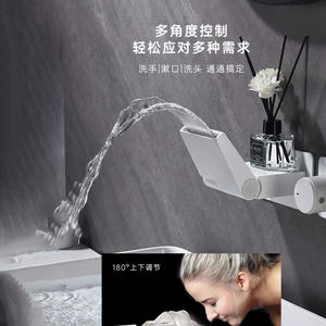 Vasques de salle de bain murales pliantes en gros, affichage numérique transfrontalier, robinet encastré, finition brossée - Product Image 5