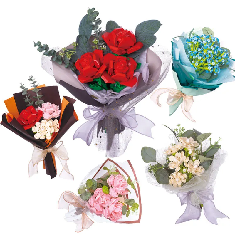 DIY assembled bricks Valentine's Day gift good-looking beautiful perpetual flower bouquet of building blocks new kids toys