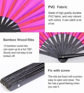 Abanico Plegable Grande de PVC de 13 Pulgadas en Colores Personalizados para Eventos - Product Image 3