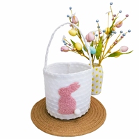 Panier décoratif portable en peluche lapin mignon pour Pâques, idéal pour les œufs de Pâques, les bonbons et les cadeaux de fête