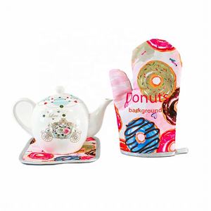 Juego de Guantes de Horno, Delantales y Protectores de Manos, Duraderos, Ecológicos, de Poliéster, Estilo Bonito, Regalo para el Día de la Madre, 3 Piezas/2 Piezas/Juego - Product Image 6