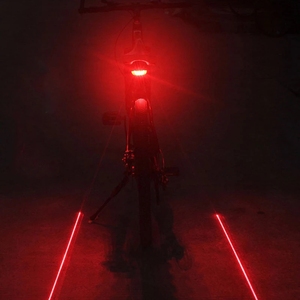 E-18th ET-P004 Đỏ Laser xe đạp ánh sáng 5 Led + 2 Laser phía sau đèn pin Powered nóng lên an toàn đêm cưỡi xe đạp đèn hậu - Product Image 3