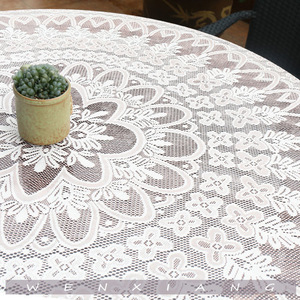 <b>Round</b> Lace <b>Tablecloth</b> Ivory Polyester European Style Home Dining Coffee <b>Table</b> Cloth Embroidered Pattern Retro Decor - Product Image 2