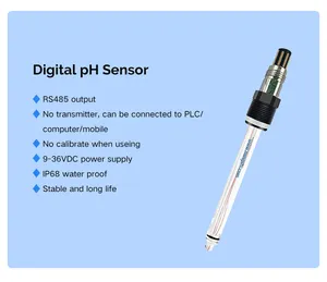 0-14ph RS485 산업용 인라인 온라인 고온 pH 유리 전극 pH 프로브 BNC 워터 센서 4-20ma pH 센서
