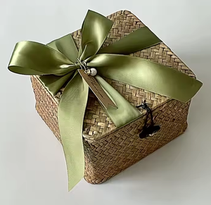 GREENCRAFT Organisateur de vêtements en jonc de mer Style bohème tissé écologique Capacité 10-20L Boîte de rangement légère et respirante - Product Image 1