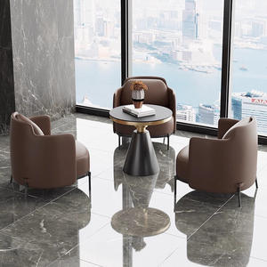 Hotel <b>Sofa</b> PU Leather Metal Frame Durable Lounge Chair For Reception Area - Product Image 4