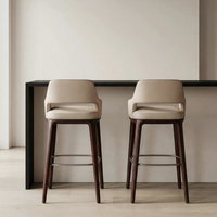 Tabourets de bar en bois massif, tabourets hauts pour îlot, usage domestique, style italien moderne minimaliste avec dossier et accoudoirs