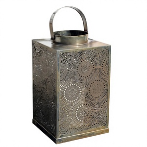 Wholesale <b>Brass</b> Antique Burnish Metal Candle Holder <b>Lantern</b> with Custom Moroccan Cutwork Pattern - Product Image 4