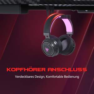 Métal léger Chambres à coucher Bureaux Bureau Bureau noir en fibre de carbone Ordinateur <span class=keywords><strong>Gaming</strong></span> Bureau Home <span class=keywords><strong>E</strong></span>-Sports Table avec lumières RVB - Product Image 5