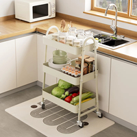 3-laags metalen opbergwagen voor de keuken met vergrendelbare wielen, mobiel schappenrek, rollende organizer voor thuis, smalle ruimtes