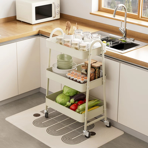 3 Tier Metal Storage Kitchen Cart with Lockable Wheels Mobile <strong>Shelving</strong> <strong>Unit</strong> Utility Rolling Organizer for Home <strong>Narrow</strong> Places - Product Image 6