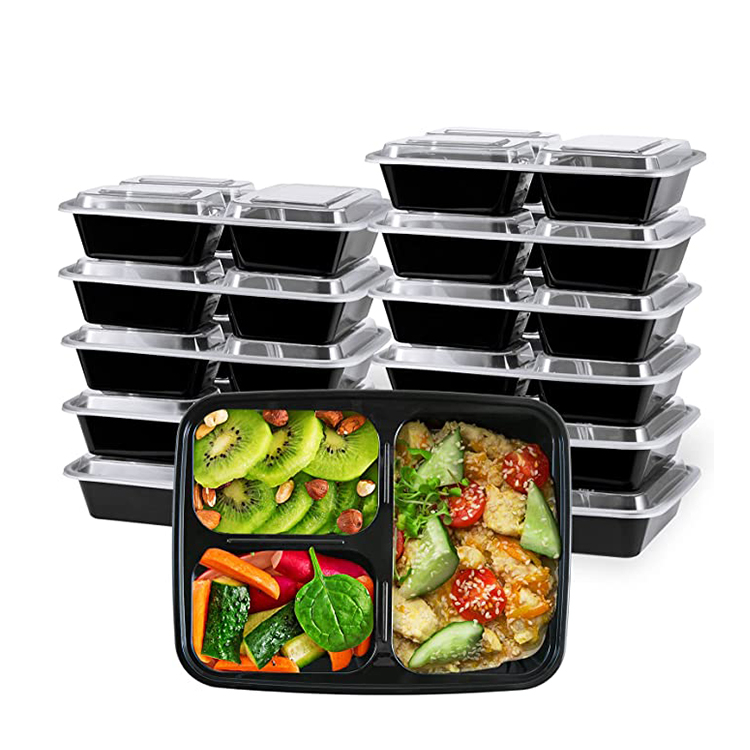 Пластиковые контейнеры для пищевых продуктов в микроволновой печи, Хранение продуктов Bento с 3 отделениями, Одноразовые коробки для завтрака, Контейнеры MePrep, Фабрика