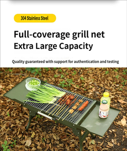 Barbecue portable pliable en acier inoxydable avec surface antiadhésive pour le <span class=keywords><strong>camping</strong></span> en plein air, les pique-niques, utilisation avec du bois comme combustible - Product Image 3