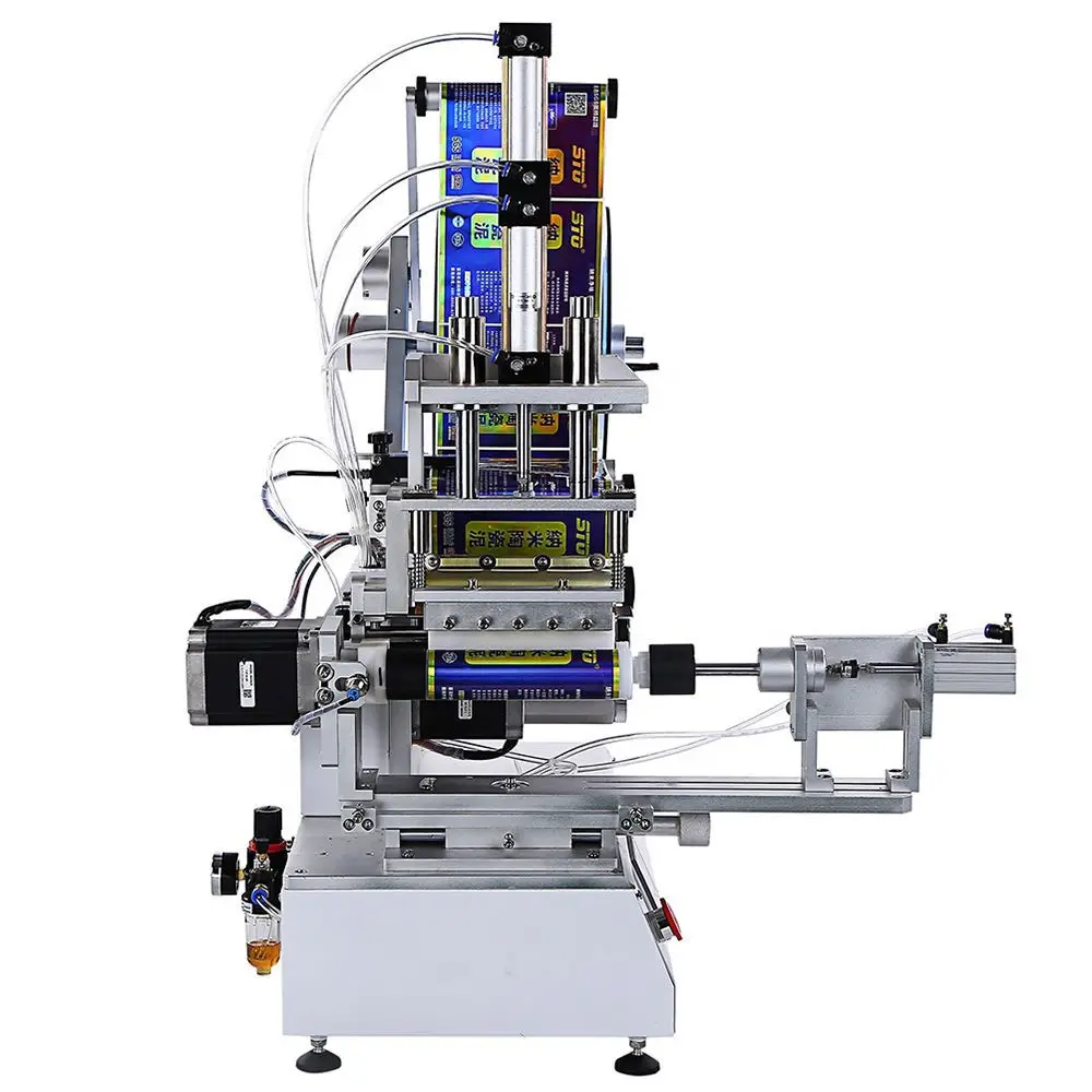 Tarro de botella redondo plano cuadrado de forma Irregular de mesa semiautomática, máquina de etiquetado rotativa, aplicador de etiquetas, etiquetadora