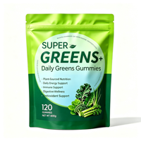SYC BIO Gummies Super Greens Naturels Mélange de Légumes Verts Quotidien Favorise la Digestion 120 Comprimés Sac de 600g Fabrication Personnalisée