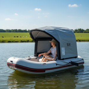 Bateau de pêche gonflable durable de grande taille avec auvent pare-soleil en PVC, bateau de yacht personnalisable, porte-<span class=keywords><strong>canne</strong></span> à pêche, capacité de 100 à 500 kg - Product Image 1