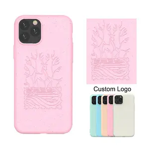 Custom Logo Bio Biodegradable Recycle Sustainable Wheat Mobile Phone Pouch Case For iPhone 11 12 Pro Max Xs XR 7 8 Plus SE2