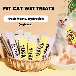 Súper proveedor tiras <span class=keywords><strong>de</strong></span> bocadillos para gatos 15 g/pc 1000 uds/cartón pollo Natural atún salmón al por mayor OEM y ODM mascotas golosinas húmedas comida - Product Image 2