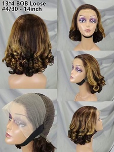 Pelucas de cabello humano brasileño Remy, postizo de encaje Frontal transparente, corte Bob corto con ondas, Color Natural, venta al por mayor - Product Image 2