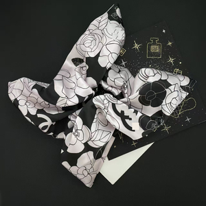 Marca de diseñador exquisita satén doble <span class=keywords><strong>C</strong></span> letra diadema, nueva cinta impresa Scrunchie Cola de Caballo diadema - Product Image 3