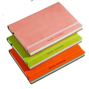 Produsen sederhana elastis band notebook daur ulang kertas A5 softcover buku harian timbul logo alat tulis kantor sekolah