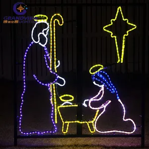 مصباح حبل بإضاءة LED بتصميم ولادة المسيح الرجل الحكيم لإضاءة خارج المنزل للاحتفال بالكريسماس والهالوين معدات تزيين الزفاف IP65 مصنوعة من مادة البي في سي