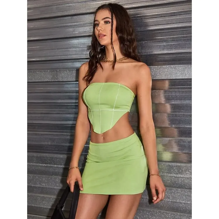 Clothing Manufacturers Custom Women 2 Piece Sets Fashion Skinny Summer Vest Tops Womens Sexy Mini Skirts