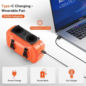 5 Speeds Strong Airflow 38 <b>Hours</b> Battery Brushless Motor <b>Three</b> Type Light Adjustment Hands-Free Hanging Personal Waist Fan - Product Image 6