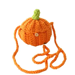 Trending Gehaakte Pompoenzak Schattige Oranje Kleur 3d Snoepzak Voor Kinderen Kid Festival Cadeau Sieraden