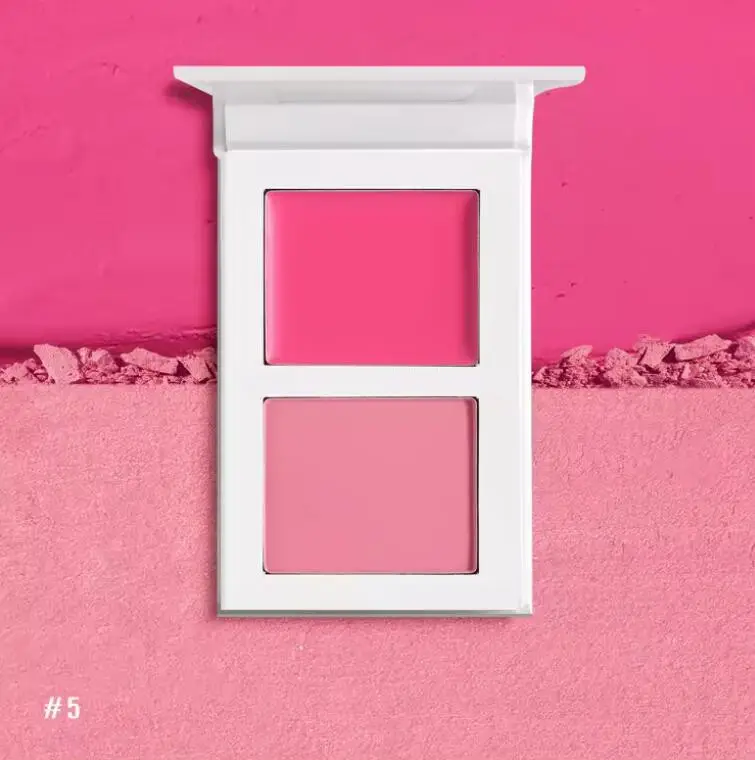 Cosmética de belleza logotipo personalizado maquillaje rubor Rosa 2 en 1 crema rubor brillo pigmento polvo colorete paleta