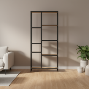 Elegante Estantería con Madera Sintética y Acero, 6 Estantes, Moderna Estantería Etagere para Sala de Estar, Muebles para el Hogar - Product Image 2