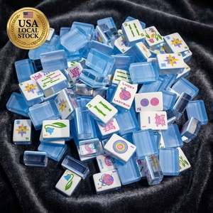 Ensemble de tuiles de mahjong américaines modernes en acrylique, gravées, design artistique de luxe - Product Image 1