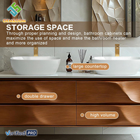 Ensemble de meubles de salle de bain modernes en bois massif étanche 2026 Juerte OEM avec lavabo en céramique mural en cuivre et miroir LED, style ferme, pour chambre à coucher