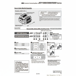 Vanne de commande d'électrovanne JSY1200T-5Z SMC Pneumatics - Product Image 1