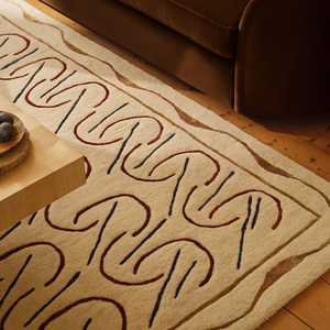 Tappeto moderno minimalista <span class=keywords><strong>su</strong></span> <span class=keywords><strong>misura</strong></span> in lana; Linea Beige Vintage francese geometrica per cabina armadio comodino camera da letto - Product Image 2