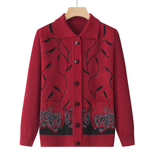 Cárdigan de Mujer, Suéter Jacquard, Chaqueta Holgada para Madres Mayores, Cárdigan para Abuela - Product Image 3