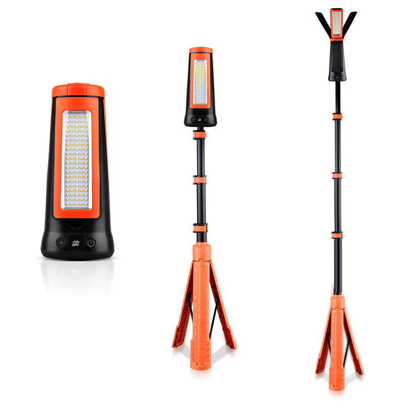 Rechargeable Dimmable LED Three-panel Work Light with Solar Remote Control, Suitable for Garden, Camping, and Home Use