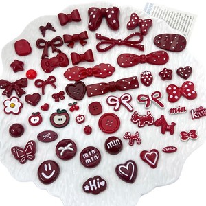 Accessoires de bijoux DIY en forme de nœud rouge et de visage souriant, fournitures d'artisanat en résine plastique pour Crocs, coques de téléphone et accessoires pour cheveux - Product Image 5