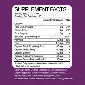 Gummies à l'extrait d'églantier noir antioxydant, marque privée OEM ODM, avec zinc <span class=keywords><strong>et</strong></span> vitamine C, certifiées bio - Product Image 2
