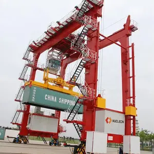 Pembawa straddle otomatis 40 42 ton kontainer straddle carrier port mengangkat peralatan 45 ton rtg karet ban gantry crane harga