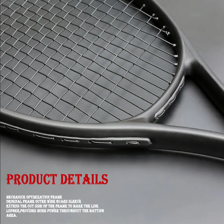 Raqueta de tenis de alta gama hecha a medida de 27 pulgadas de alto carbono sin rosca para juegos de adultos