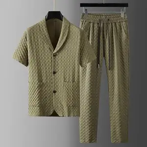 Men Outfit Set 2023 Summer New Thin Sports Suit Men's Fashion Short-sleeved Shirt Trousers 2 Piece Set