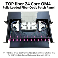 Panneau de brassage à fibre optique coulissant 1U pour montage en rack, OM4 LC Duplex 24 ports, pour câblage de centre de données