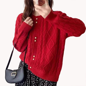 Suéter de Punto Trenzado con Cuello Redondo para Mujer, Cárdigan Corto, Otoño Invierno, Nuevo Estilo Informal y Elegante, Prenda Exterior - Product Image 3