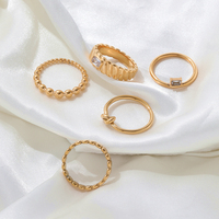 Joolim ювелирные изделия из нержавеющей стали оптом 18K позолоченные круассаны циркониевые кольца для женщин эффектные кольца