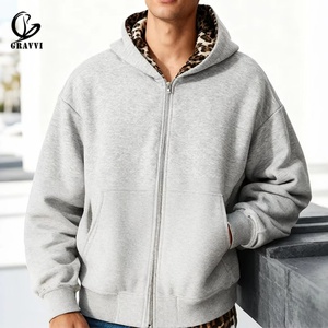 Oversized Leopard Print <b>Lined</b> Hood Full Zip Hoodie Thick <b>Fleece</b> Streetwear Casual <b>Jacket</b> OEM ODM Custom Made Unisex - Product Image 4