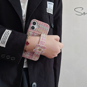 Petit parfum léger luxe tissé coeur <span class=keywords><strong>carte</strong></span> dragonne étui de téléphone portable pour iPhone16Promax 15plus 14Pro 13 automne 12 - Product Image 5