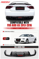 Kit carrosserie Perfiply en fibre de carbone véritable, style S5, diffuseur de pare-chocs arrière avec éclairage LED pour Audi A5 S5 B8.5 Sport 2013-2016